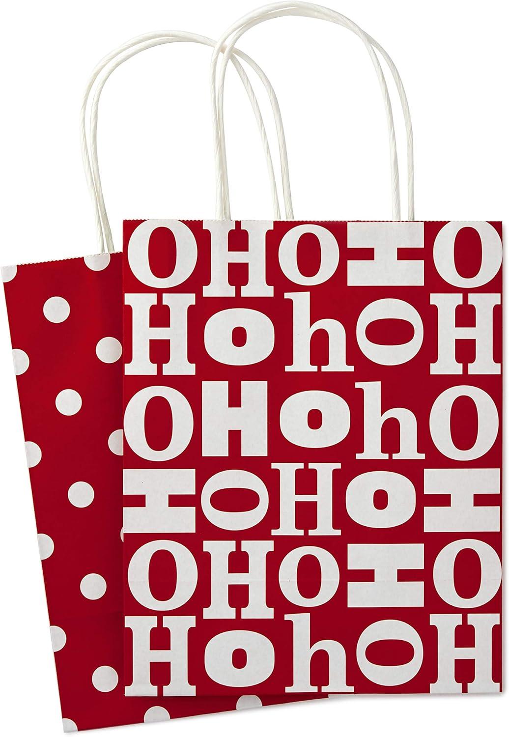 imageHallmark 9quot Medium Holiday Gift Bag Assortment Pack of 12 Solids and Prints in Red Green Blue Paper Gift Bags with Christmas Trees Stripes Polka Dots Ho Ho Ho and More