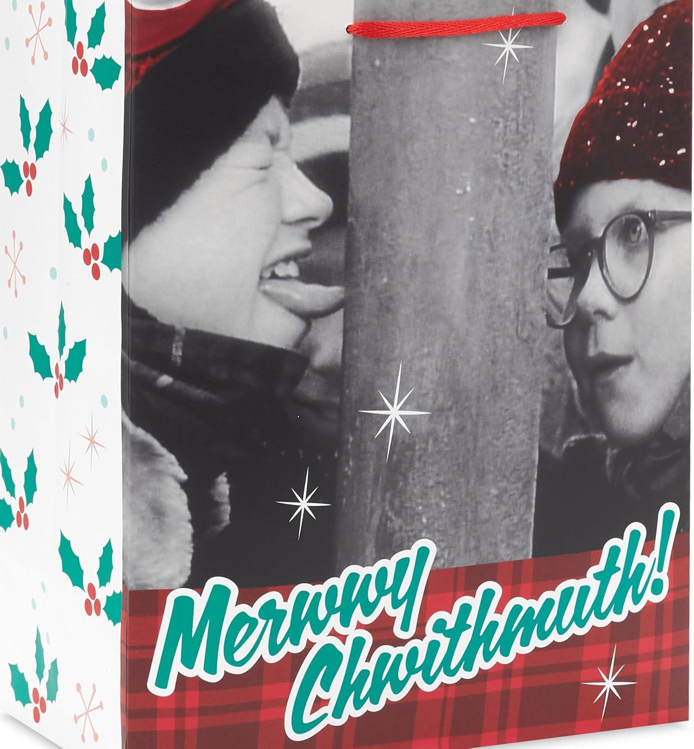 imageHallmark A Christmas Story 13quot Large Christmas Gift Bag with Tissue Paper Merwwy Chwithmuth for Kids Grandchildren Fans