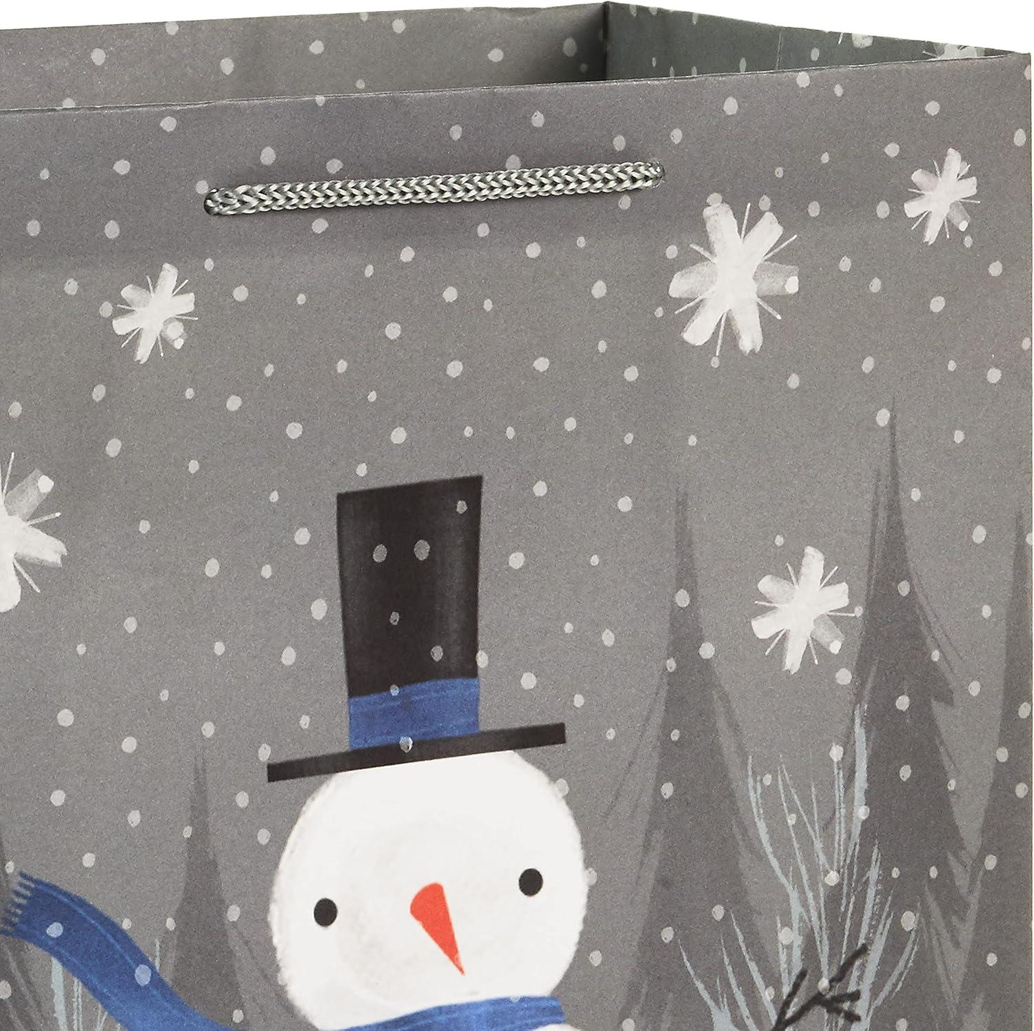 imageHallmark Assorted Holiday Gift Bags 8 Bags 3 Small 6quot 3 Medium 9quot 2 Large 13quot Winter Woodland Joy Navy Blue GoldBlue Plaid Snowman Snowflakes Tree