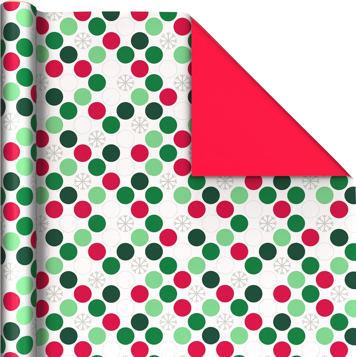 imageHallmark Christmas Wrapping Paper with Cutlines on Reverse 3 Rolls 90 Sq Ft Total Santa Claus Polka Dots SnowmenSanta Claus Polka Dots Snowmen