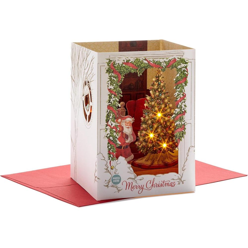 imageHallmark Paper Wonder Musical Pop Up Christmas Card with Lights Santa Claus Plays O Christmas TreeSanta Claus Plays O Christmas Tree
