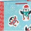 Hallmark 13″ Large Christmas Gift Bags for Kids (3 Bags: Santa and Puppy, Santa in RV, Colorful Candy)(Penguins  Snowman  Santa)