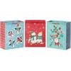 Hallmark 13″ Large Christmas Gift Bags for Kids (3 Bags: Santa and Puppy, Santa in RV, Colorful Candy)(Penguins  Snowman  Santa)