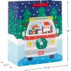 Hallmark 13″ Large Christmas Gift Bags for Kids (3 Bags: Santa and Puppy, Santa in RV, Colorful Candy)(Santa  Peppermints  Driving Santa)