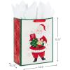 Hallmark 15″ Extra Large Christmas Gift Bag with Tissue Paper (Retro Santa Claus on White) for Kids, Grandchildren, Friends