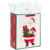 Hallmark 15″ Extra Large Christmas Gift Bag with Tissue Paper (Retro Santa Claus on White) for Kids, Grandchildren, Friends