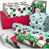 Hallmark Christmas Wrapping Paper with Cutlines on Reverse (3 Rolls: 90 Sq. Ft. Total) Santa Claus, Polka Dots, Snowmen(Santa Claus  Polka Dots  Snowmen)