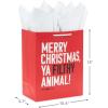 Hallmark Home Alone 13″ Large Red and Black Christmas Gift Bag with Tissue Paper (Merry Christmas, Ya Filthy Animal) for Kids, Teens, Fans