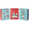 Hallmark 13″ Large Christmas Gift Bags for Kids (3 Bags: Santa and Puppy, Santa in RV, Colorful Candy)(Penguins  Snowman  Santa)