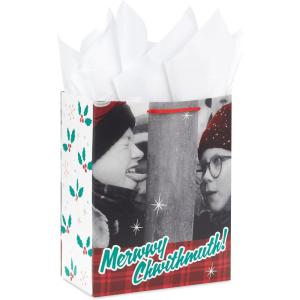 Hallmark A Christmas Story 13″ Large Christmas Gift Bag with Tissue Paper (Merwwy Chwithmuth) for Kids, Grandchildren, Fans