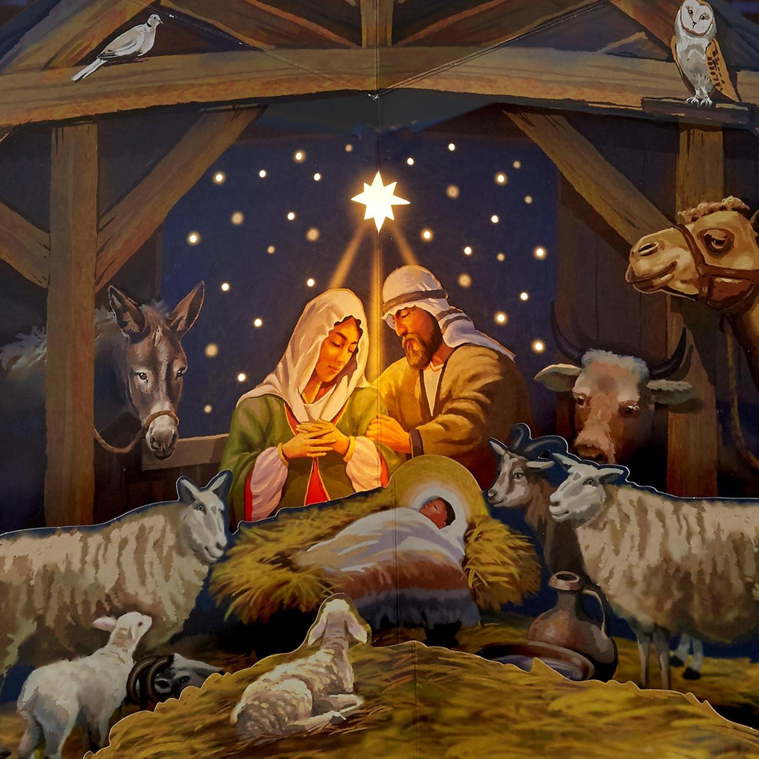 imageHallmark Nativity Story PopUp Book with Light and Sound for Kids Grandchildren Nieces NephewsNativity PopUp