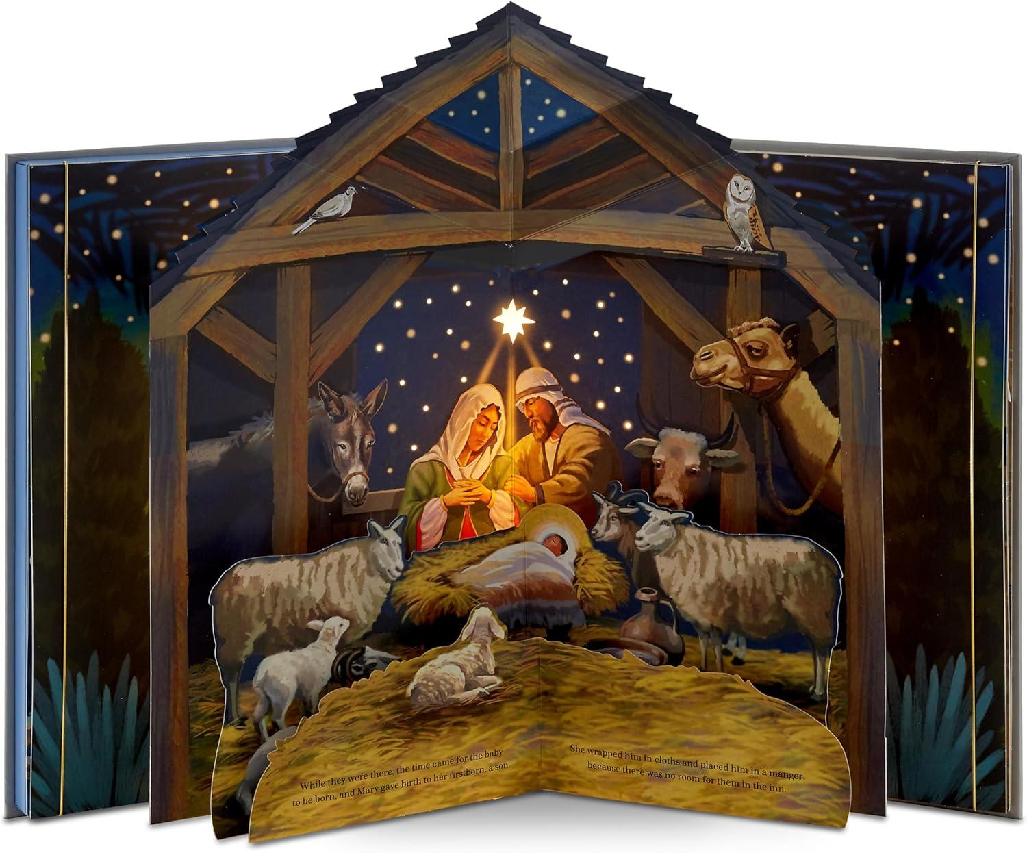 imageHallmark Nativity Story PopUp Book with Light and Sound for Kids Grandchildren Nieces NephewsNativity PopUp