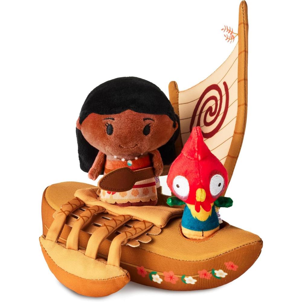 imageHallmark itty Bitty Disney Moana Plush Toys Set of 3 Moana and Heihei with Boat Gift for Kids Collectors Fans