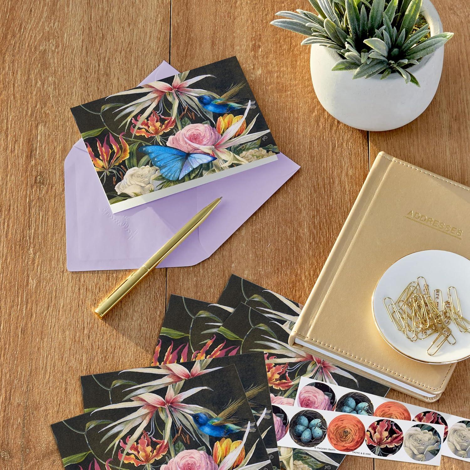 imageHallmark Marjolein Bastin Note Cards with Sticker Seals for Mothers Day 10 Blank Cards with Envelopes 10 Sticker Seals Flowers Hummingbird and Butterfly