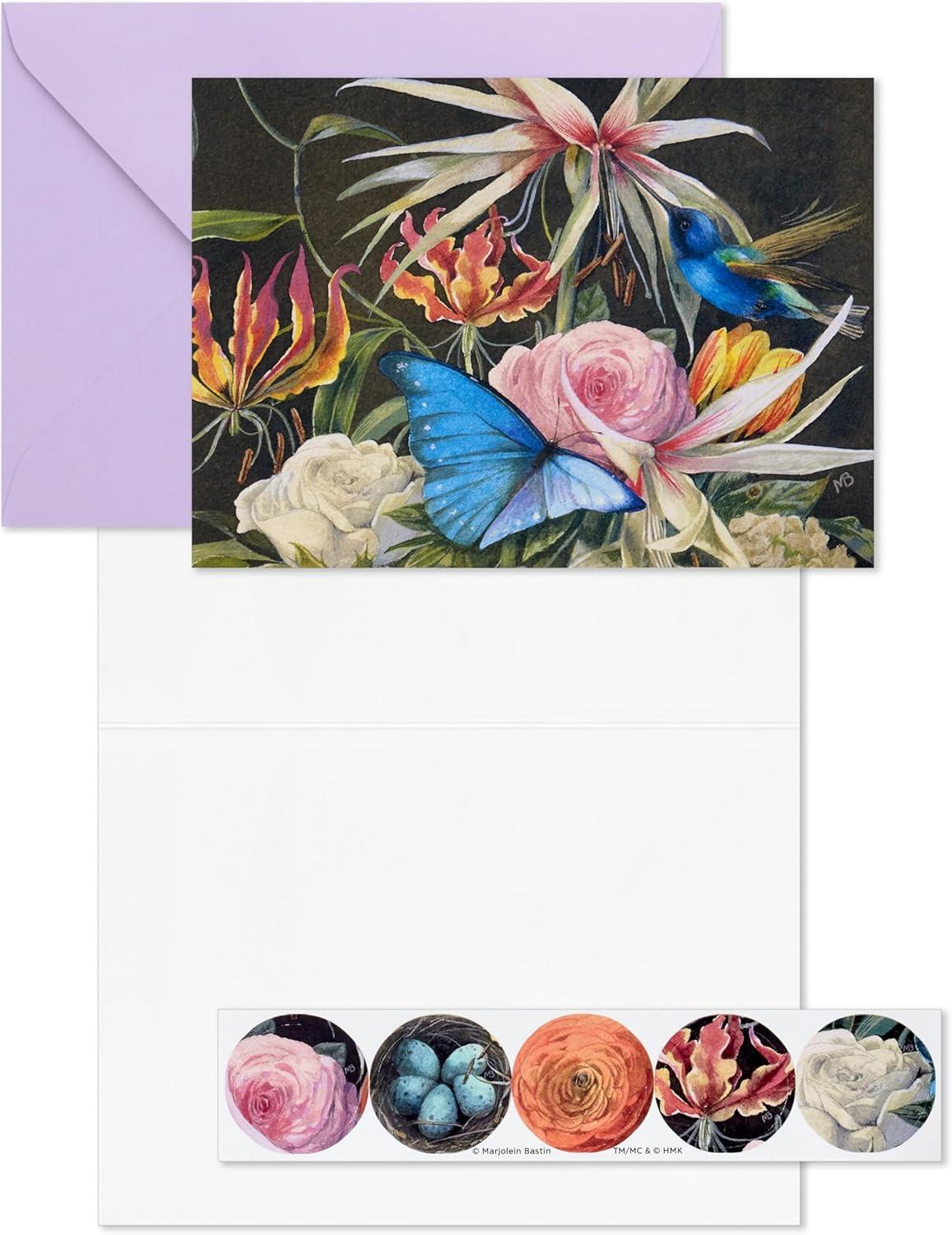 imageHallmark Marjolein Bastin Note Cards with Sticker Seals for Mothers Day 10 Blank Cards with Envelopes 10 Sticker Seals Flowers Hummingbird and Butterfly