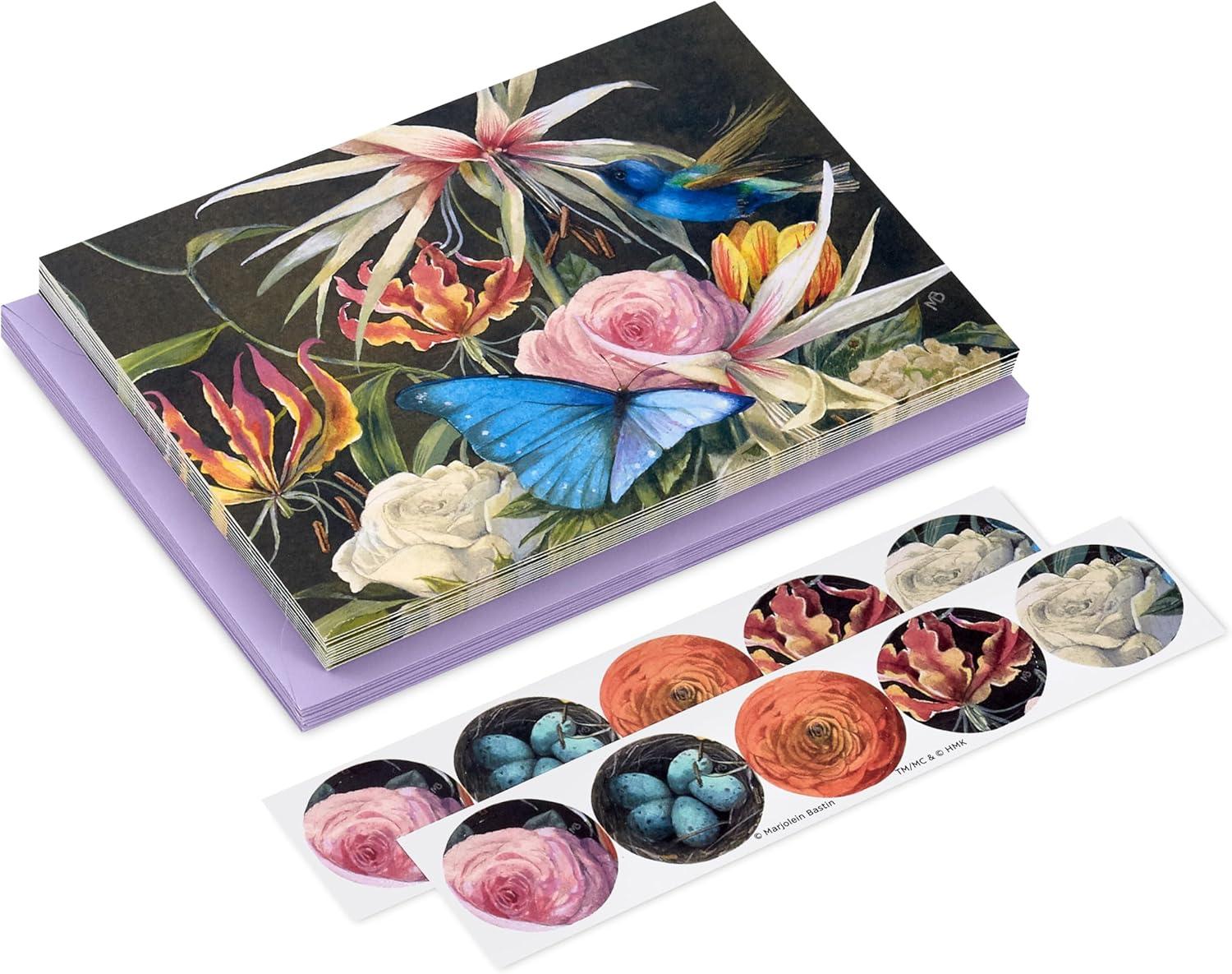 imageHallmark Marjolein Bastin Note Cards with Sticker Seals for Mothers Day 10 Blank Cards with Envelopes 10 Sticker Seals Flowers Hummingbird and Butterfly
