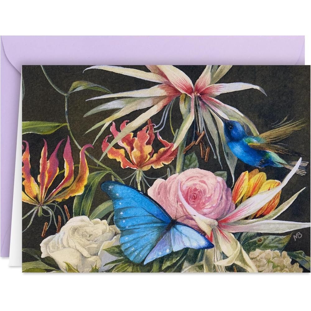 imageHallmark Marjolein Bastin Note Cards with Sticker Seals for Mothers Day 10 Blank Cards with Envelopes 10 Sticker Seals Flowers Hummingbird and Butterfly