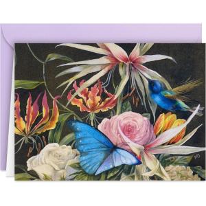 Hallmark Marjolein Bastin Note Cards with Sticker Seals for Mother’s Day (10 Blank Cards with Envelopes, 10 Sticker Seals) Flowers, Hummingbird and Butterfly