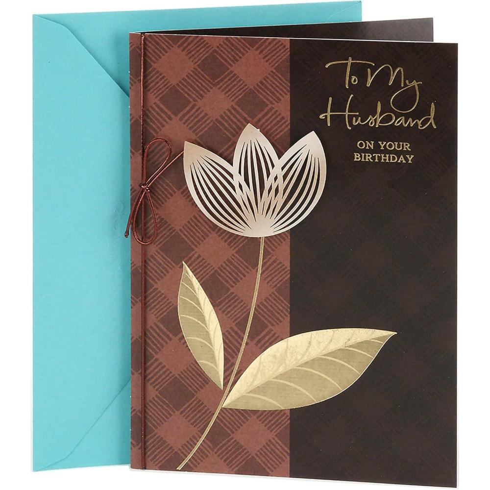 imageHallmark Birthday Card for Husband Wife Boyfriend Girlfriend Birthday CakePlaid with Flower