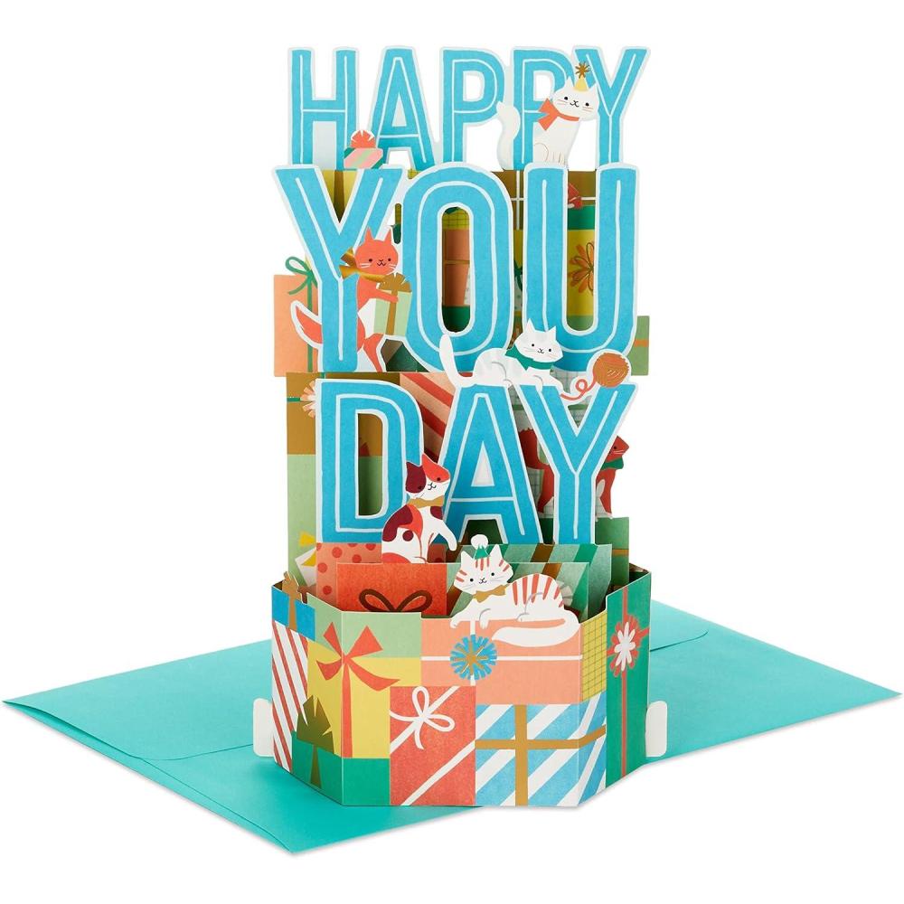 imageHallmark Paper Wonder Birthday Pop Up Card Good VibesCats with Presents