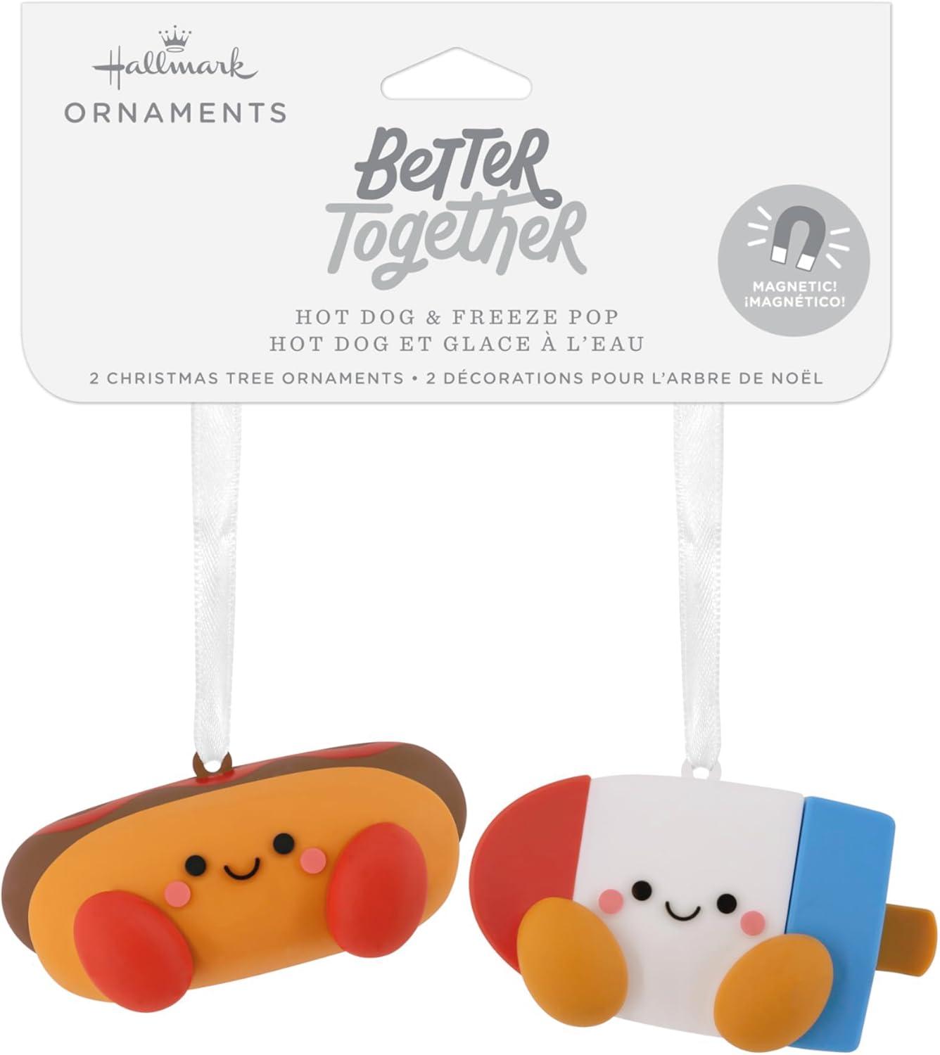 imageHallmark Better Together Hot Dog and Freeze Pop Magnetic Christmas Ornaments Shatterproof Set of 2 Food Gifts
