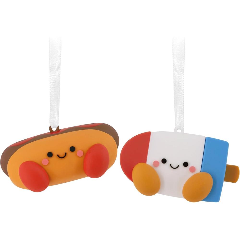 imageHallmark Better Together Hot Dog and Freeze Pop Magnetic Christmas Ornaments Shatterproof Set of 2 Food Gifts