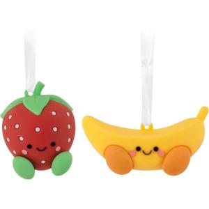 Hallmark Better Together Strawberry and Banana Magnetic Christmas Ornaments, Shatterproof, Set of 2, Food Gifts