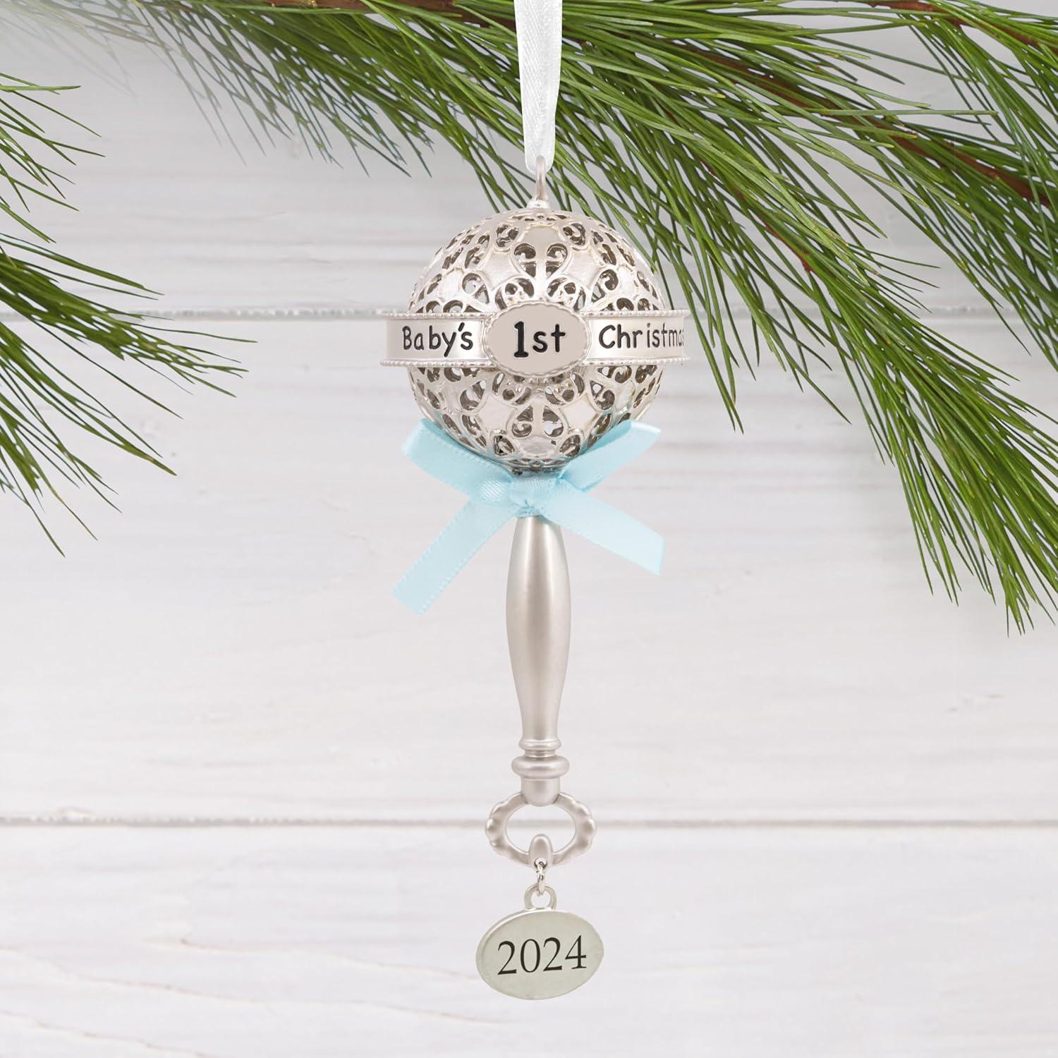 imageHallmark Babys First Christmas Christmas Ornament 2024 GirlBabys First Rattle Blue