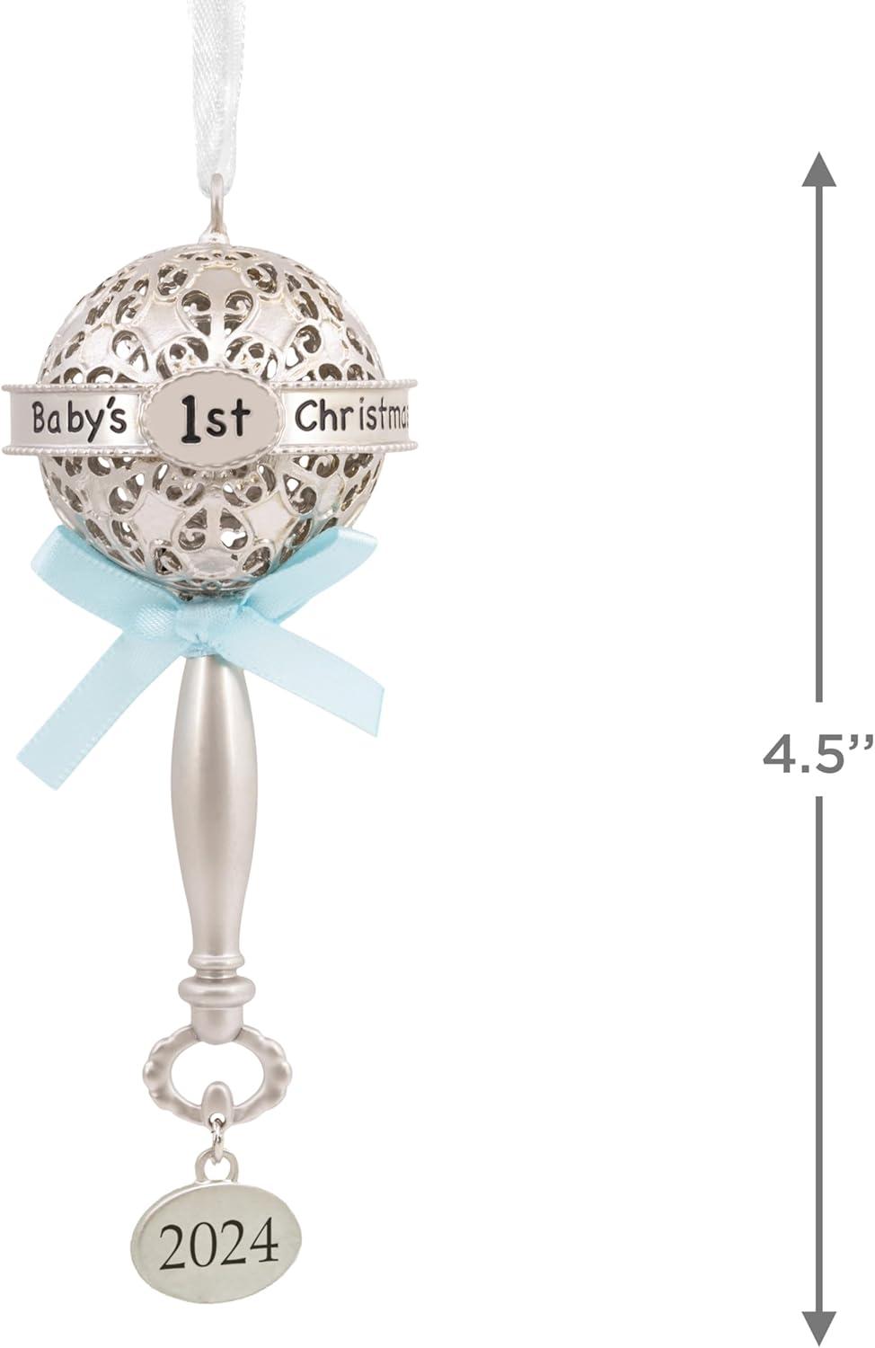 imageHallmark Babys First Christmas Christmas Ornament 2024 GirlBabys First Rattle Blue