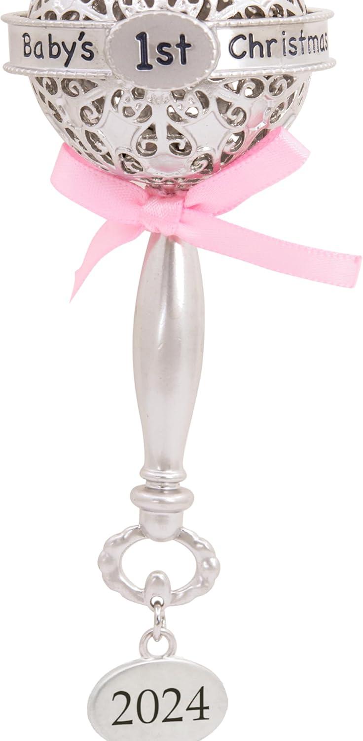 imageHallmark Babys First Christmas Christmas Ornament 2024 GirlBabys First Rattle Pink