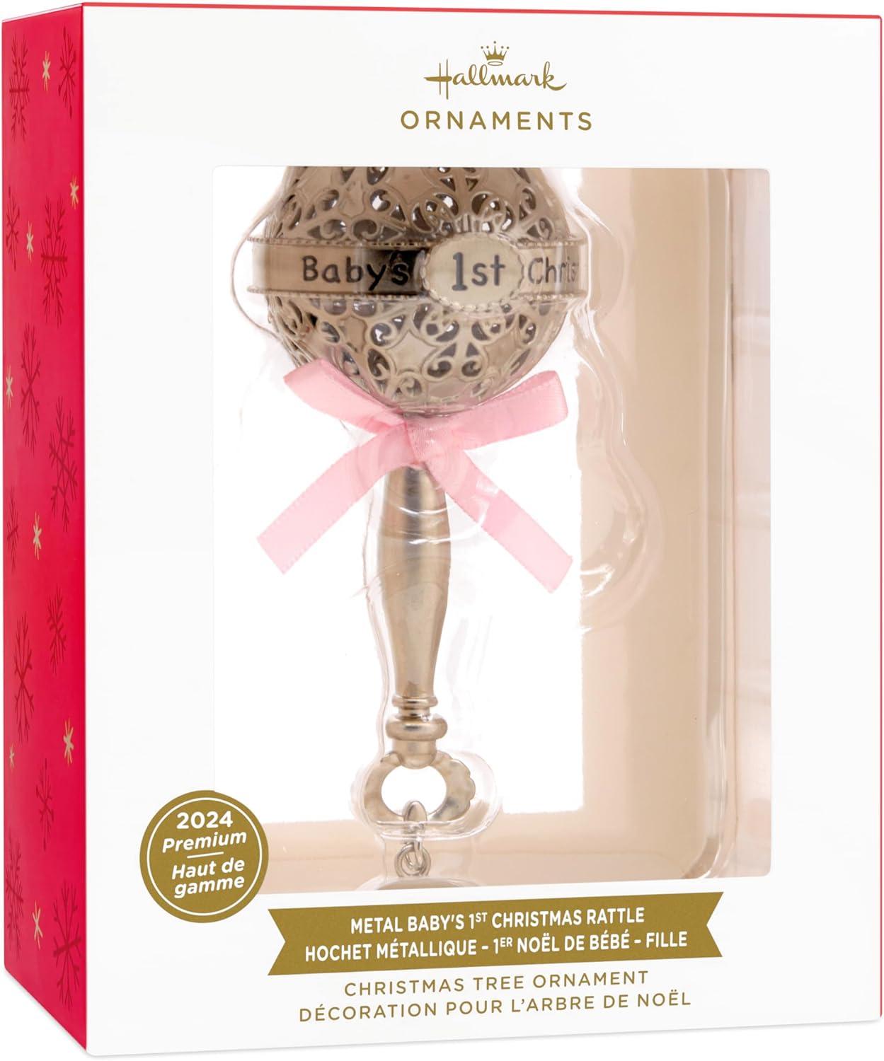 imageHallmark Babys First Christmas Christmas Ornament 2024 GirlBabys First Rattle Pink