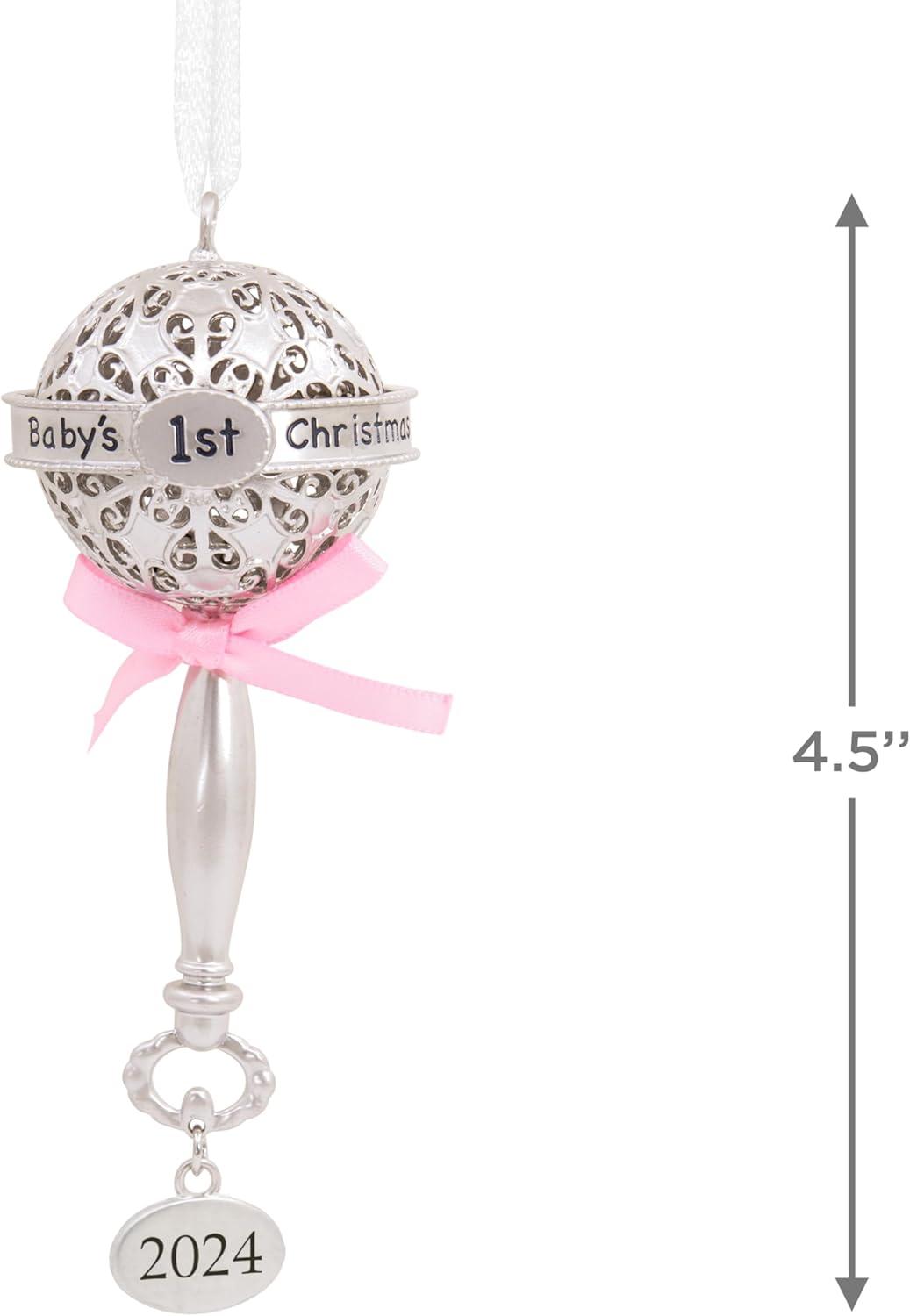 imageHallmark Babys First Christmas Christmas Ornament 2024 GirlBabys First Rattle Pink