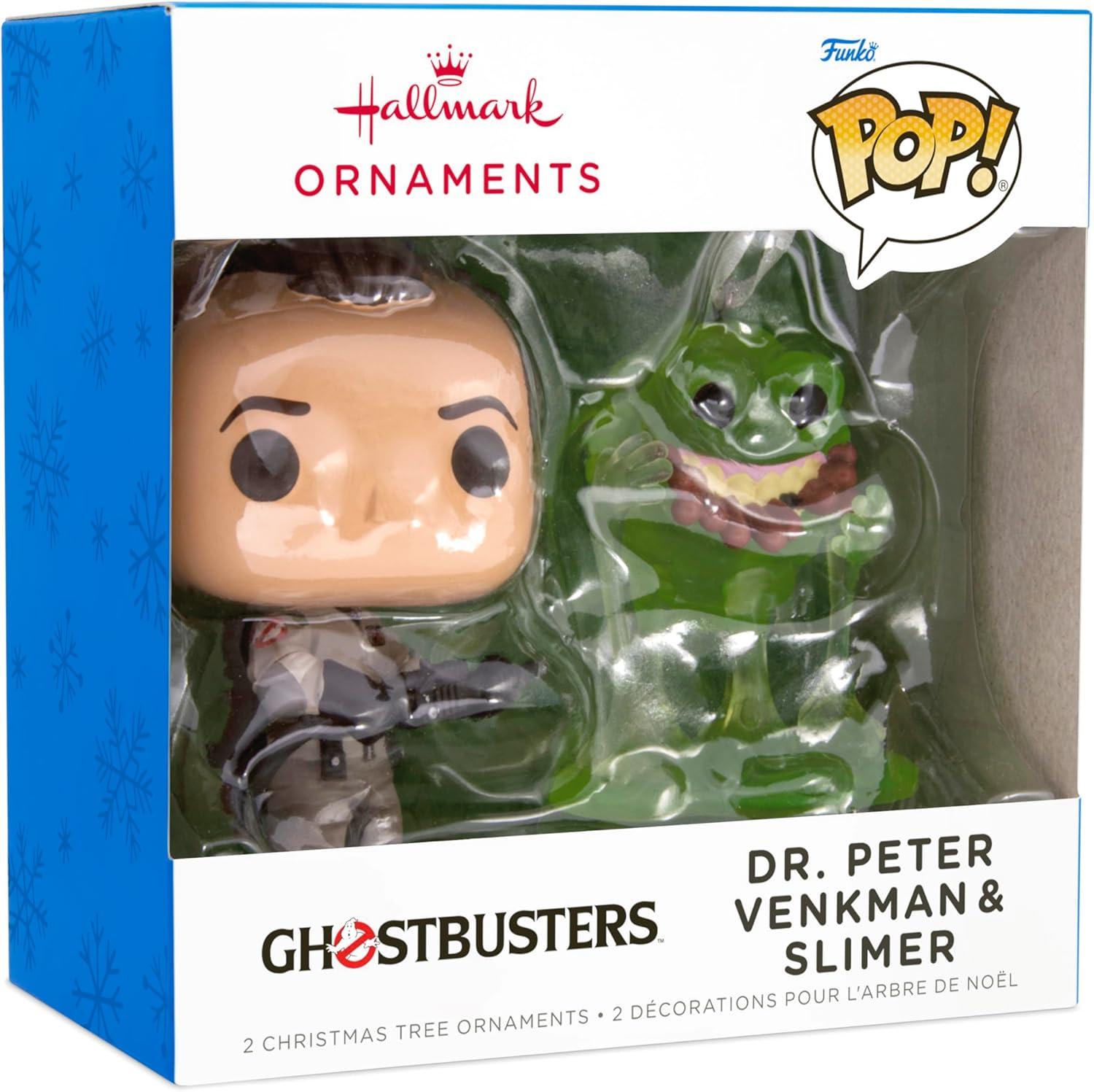 imageHallmark Ghostbusters Peter Venkman ampamp Slimer Funko POP Christmas Ornaments Set of 2 Pop Culture Gifts