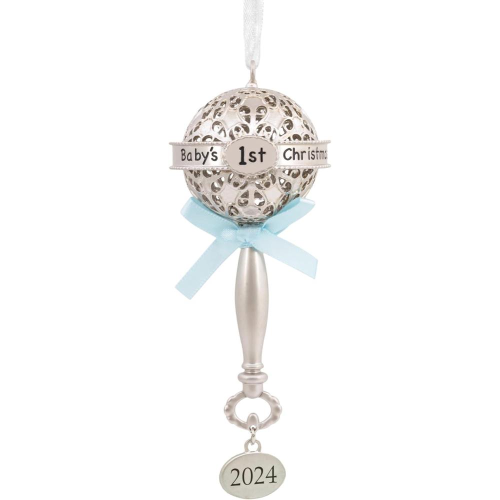 imageHallmark Babys First Christmas Christmas Ornament 2024 GirlBabys First Rattle Blue