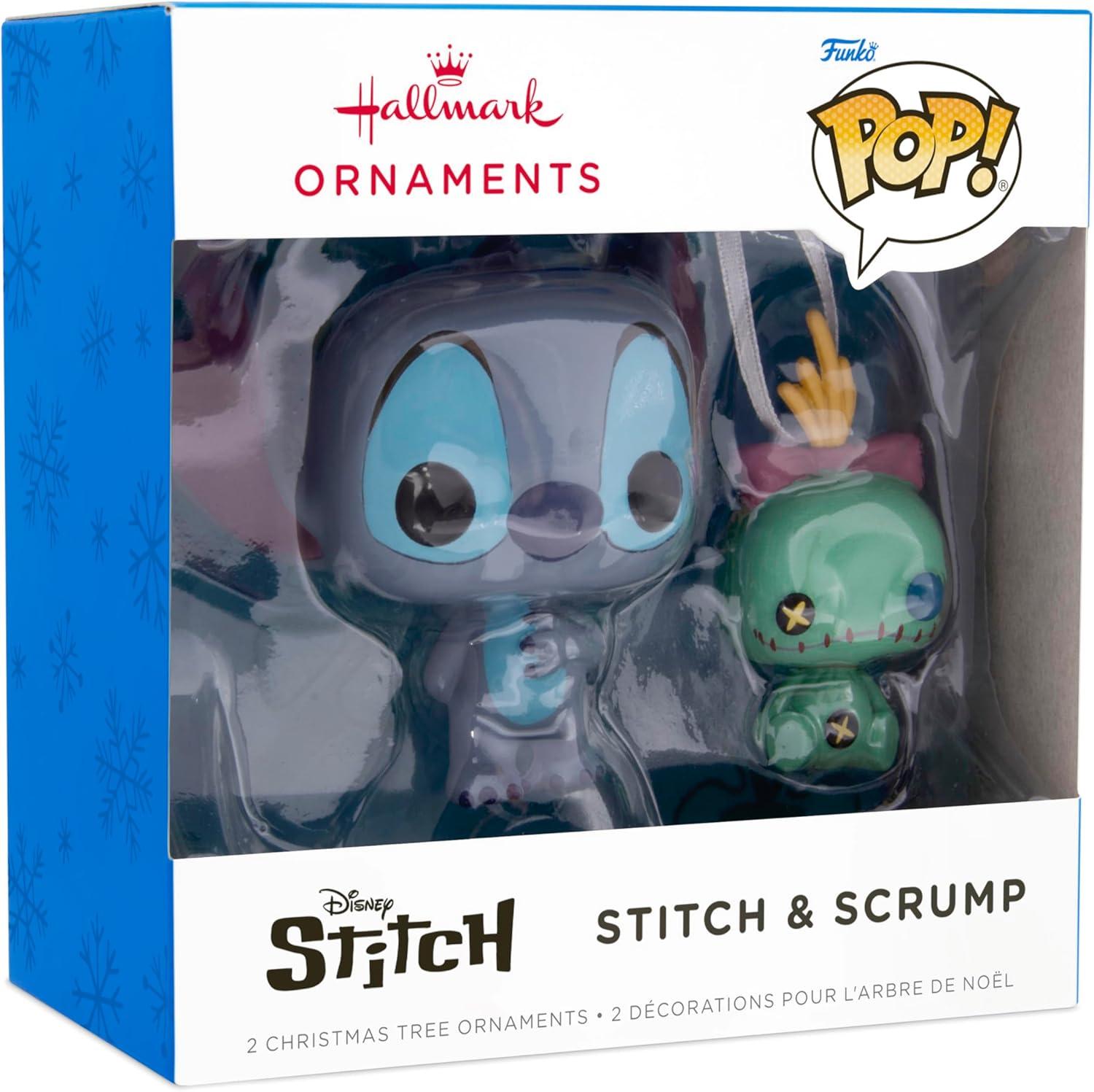 imageHallmark Disney Stitch with Scrump Funko POP Christmas Ornaments Set of 2 Pop Culture Gifts