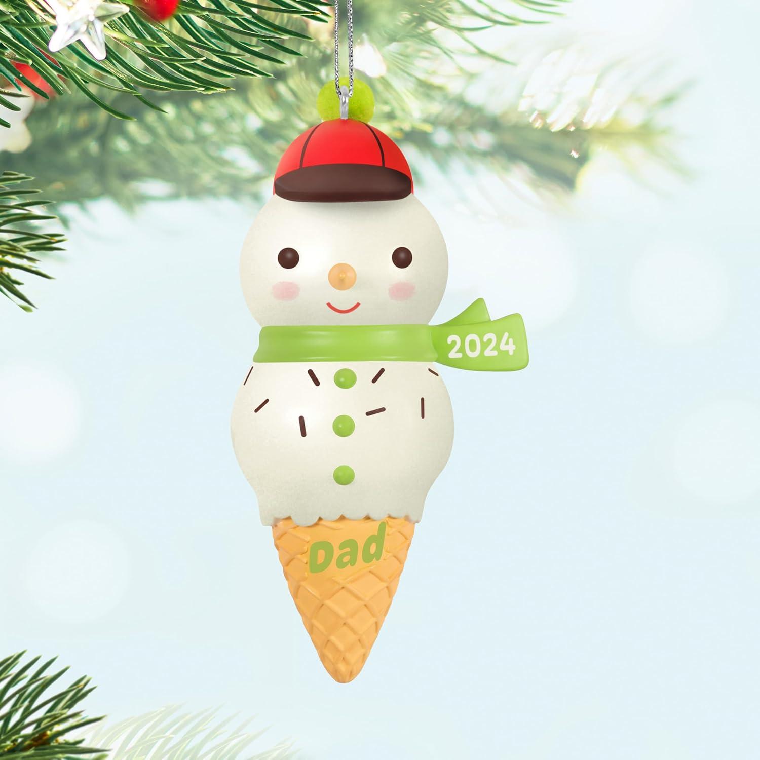 imageHallmark Keepsake Christmas Ornament 2024 Daughter Snowman Ice Cream Cone 2024 Family Gifts2024 Dad