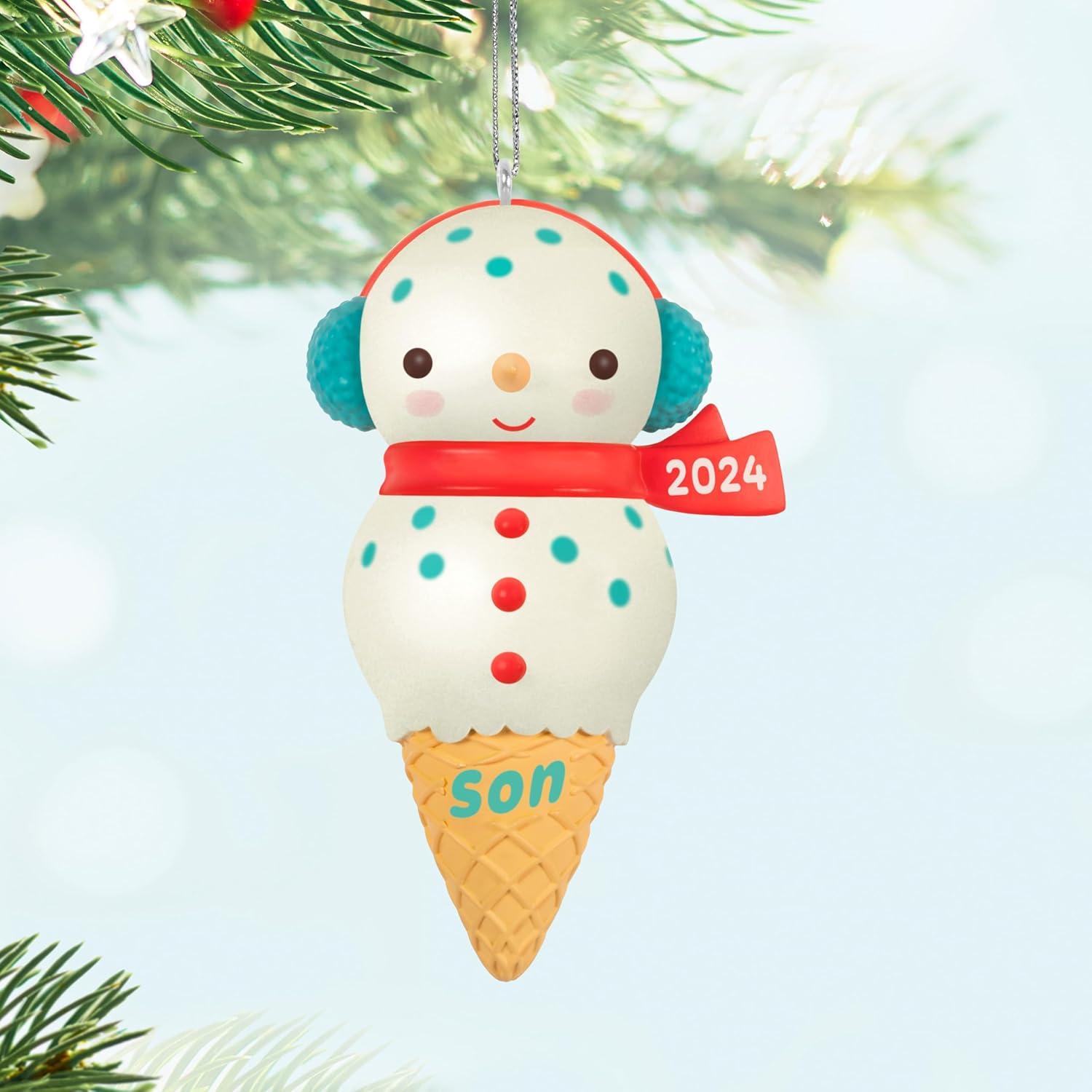 imageHallmark Keepsake Christmas Ornament 2024 Daughter Snowman Ice Cream Cone 2024 Family Gifts2024 Son