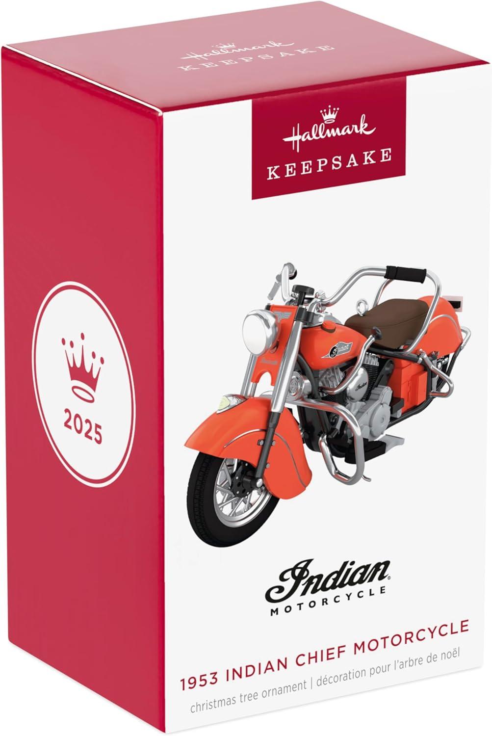 imageHallmark Keepsake Christmas Ornament 2025 1953 Indian Chief Motorcycle 2025 Metal Gifts for Motorcycle CollectorsIndian Motorcycle Chief Motorcycle