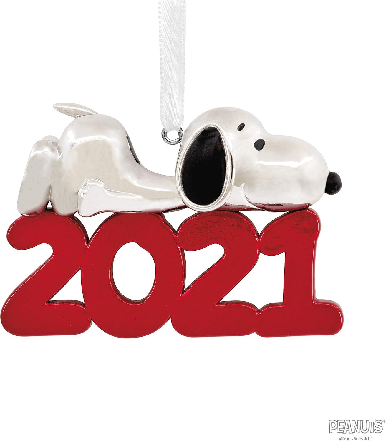 imageHallmark Peanuts Snoopy and Holiday Doghouse Christmas Ornaments Set of 2Snoopy 2021