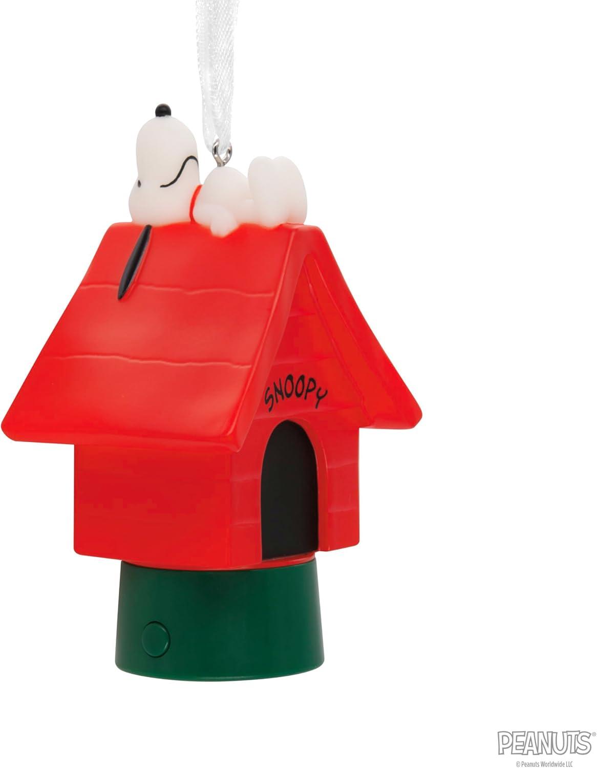 imageHallmark Peanuts Snoopy on Doghouse Christmas Ornament with LightSnoopy on Doghouse
