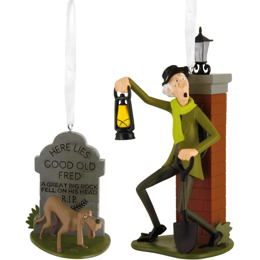 imageHallmark Disney The Haunted Mansion Caretaker and Dog Christmas Ornaments Set of 2 Gifts for Disney Fans