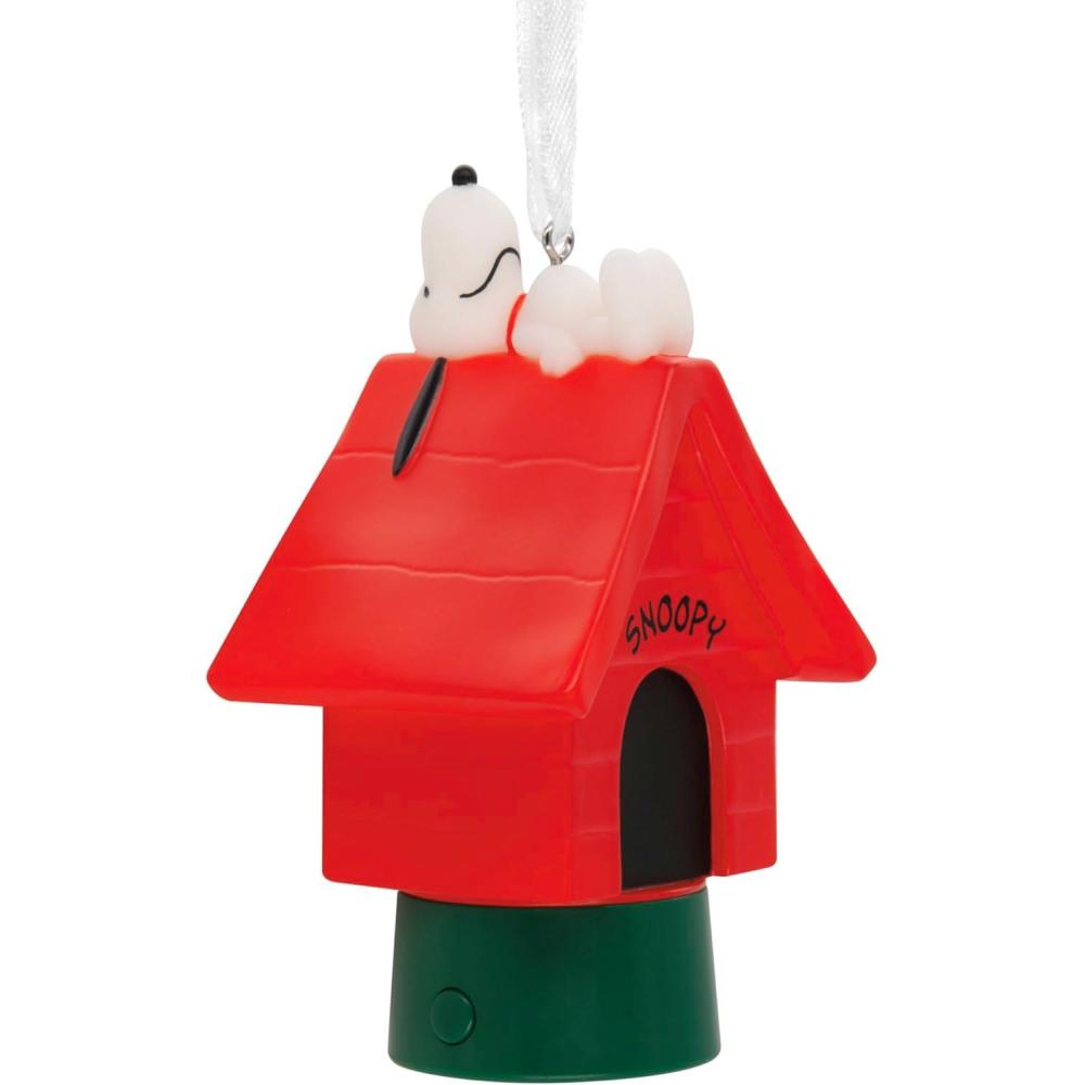 imageHallmark Peanuts Snoopy on Doghouse Christmas Ornament with LightSnoopy on Doghouse