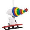Hallmark Peanuts Snoopy on Doghouse Christmas Ornament with Light(Snoopy Sledding)