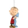 Hallmark Peanuts Snoopy on Doghouse Christmas Ornament with Light(Linus Hugging Blanket)