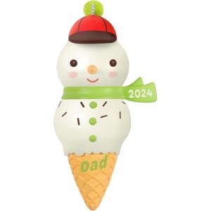 Hallmark Keepsake Christmas Ornament 2024, Daughter Snowman Ice Cream Cone 2024, Family Gifts(2024 Dad)