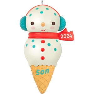 Hallmark Keepsake Christmas Ornament 2024, Daughter Snowman Ice Cream Cone 2024, Family Gifts(2024 Son)