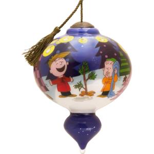 Hallmark Peanuts Ne’Qwa Art A Charlie Brown Christmas Christmas Ornament, Hand-Painted Glass(Charlie Brown and Linus)