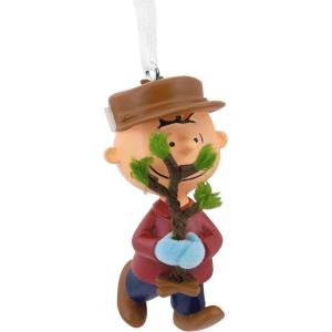 Hallmark Peanuts Snoopy and Holiday Doghouse Christmas Ornaments, Set of 2(Charlie Brown with Tree)