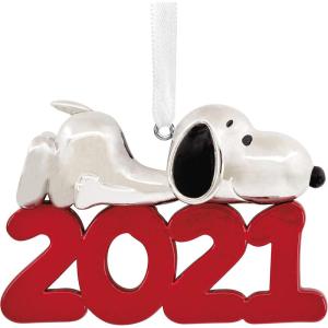 Hallmark Peanuts Snoopy and Holiday Doghouse Christmas Ornaments, Set of 2(Snoopy 2021)