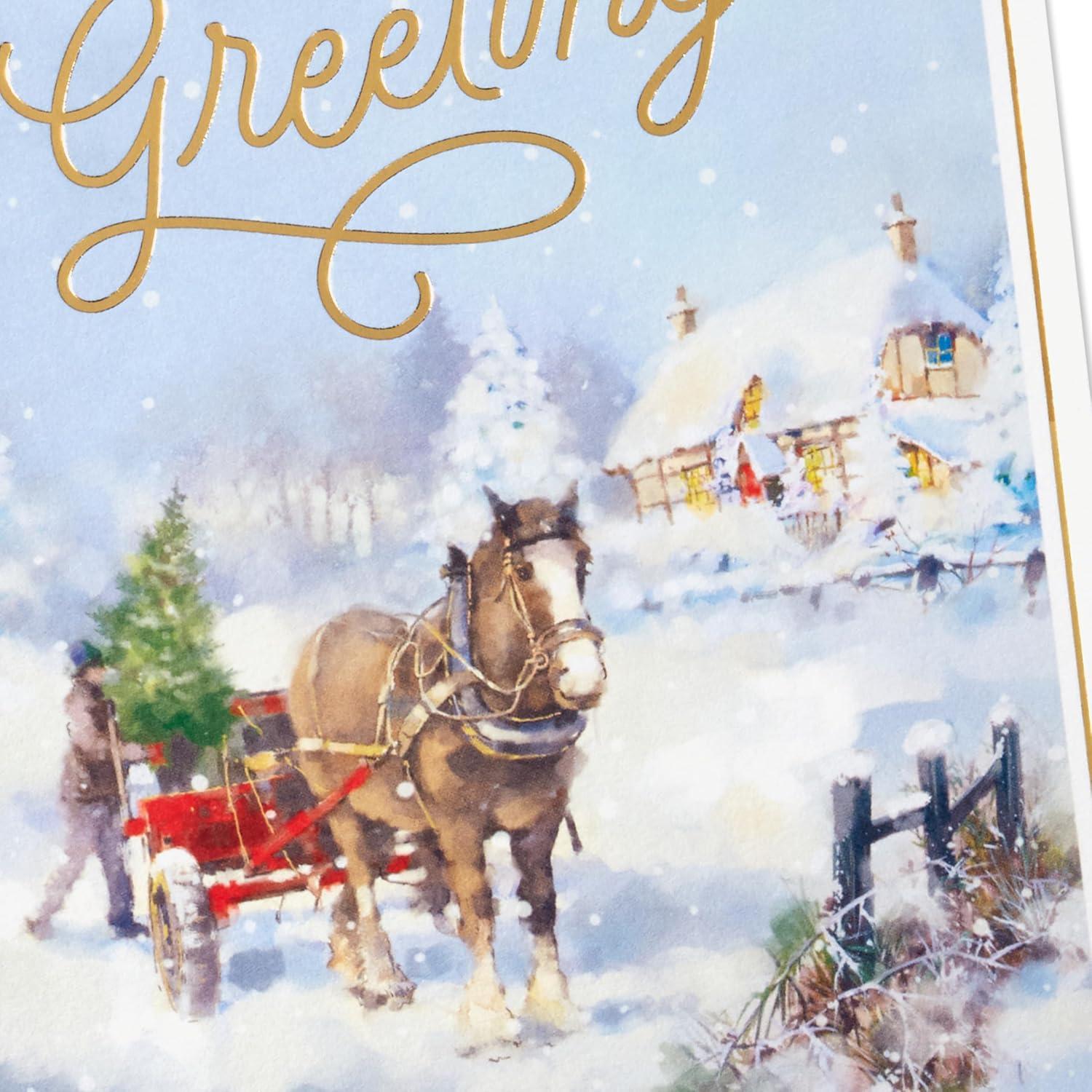 imageHallmark Boxed Christmas Cards Seasons Greetings 16 Cards and 16 Envelopes Horse and Sleigh